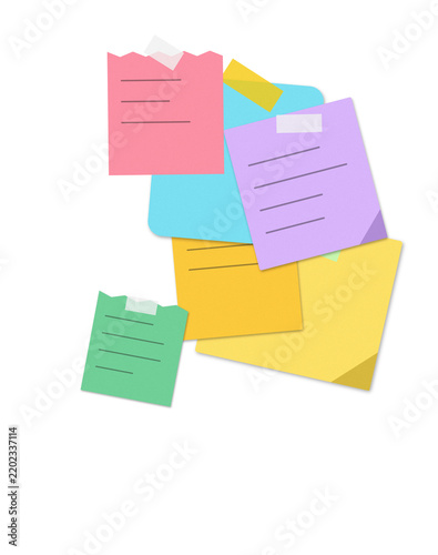 Colorful sticky notes arranged on a white background