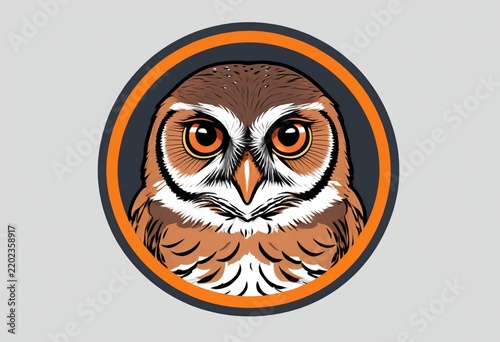 Detailed illustration of a wise owl in a circular badge design, perfect for logos and branding