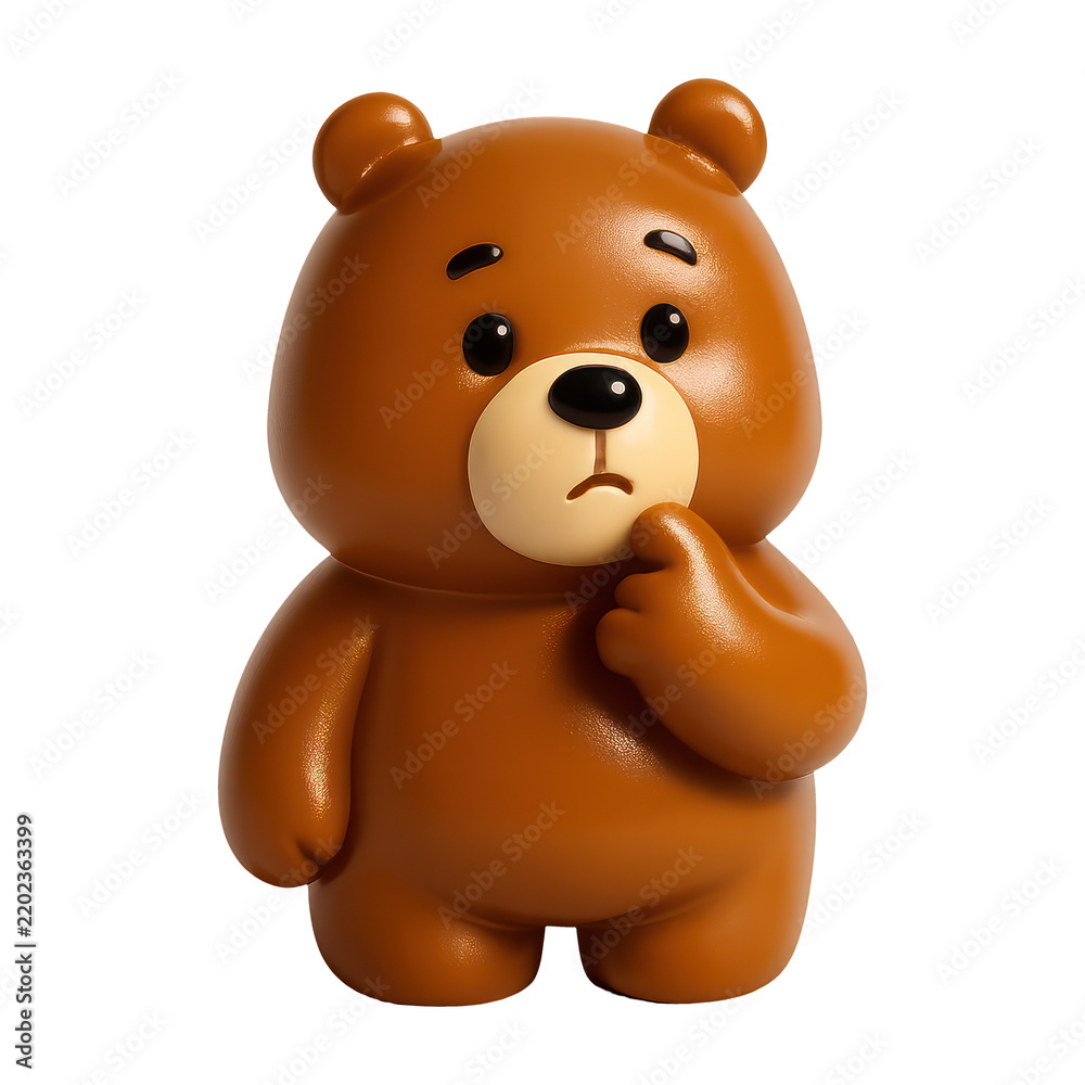 Fototapeta premium PNG Cute thoughtful cartoon bear
