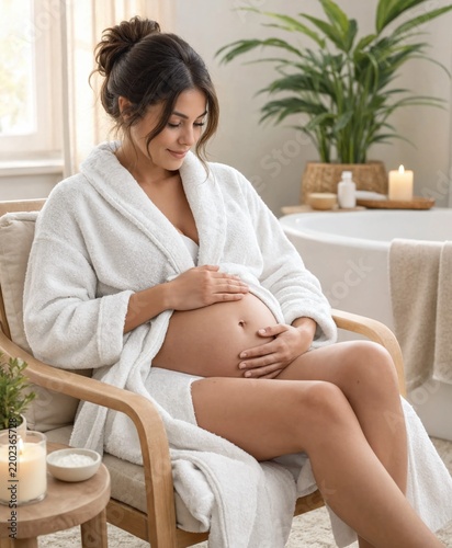 Pregnant Woman Relaxing During Wellness Spa Retreat