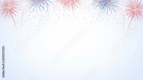 Columbus Day Fireworks and Patriotic Stars Background