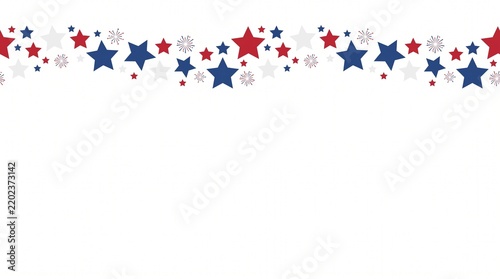 Columbus Day Patriotic Stars and Fireworks Border