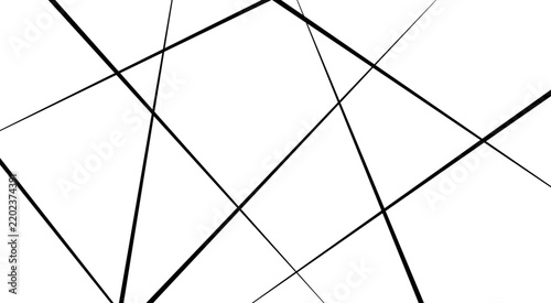 Rectangular pattern with random lines. Minimalistic chaotic background. Simple black and white vector illustration. 