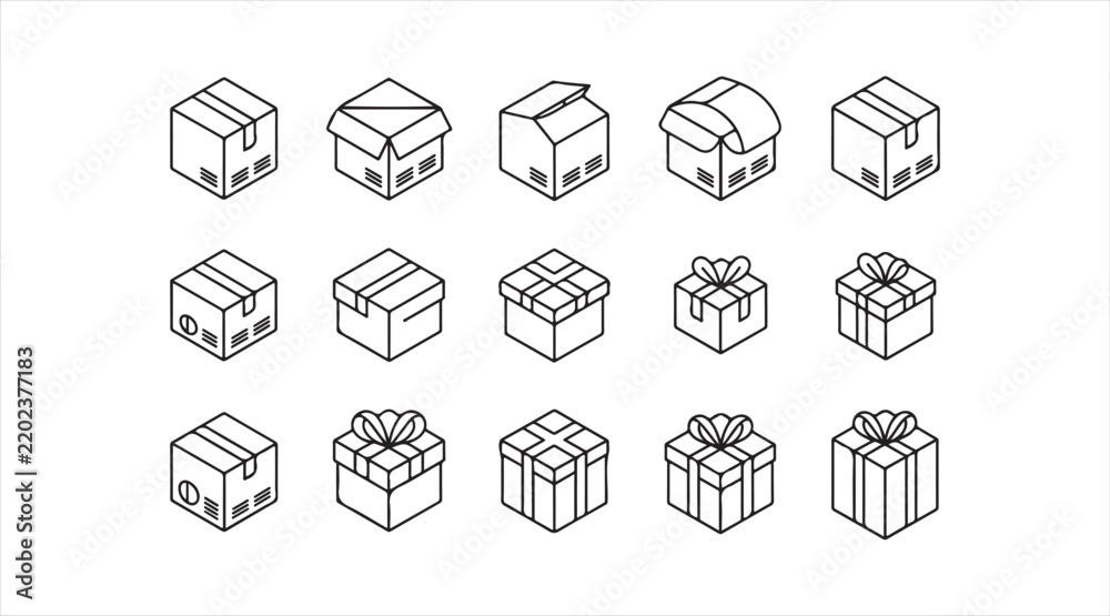 Fototapeta premium Gift Box and Wrapped Present Symbol Collection
