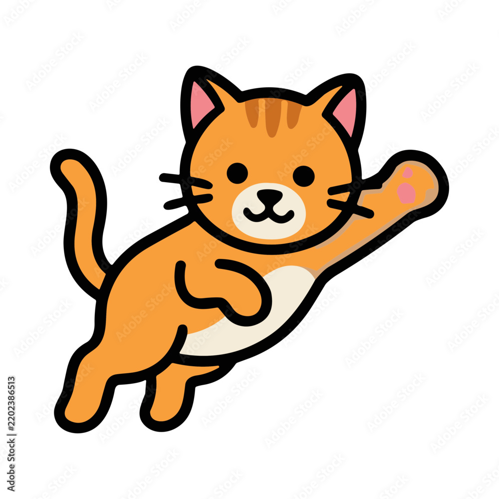 Obraz premium Playful Orange Tabby Cat Leaping Mid Air with Paw Extended