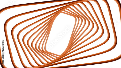 Cuadro en lienzo Orange rounded rectangular loops twist around an open center in an abstract 3D c