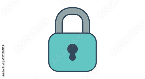 Turquoise padlock icon with a metallic shackle displayed on a white background