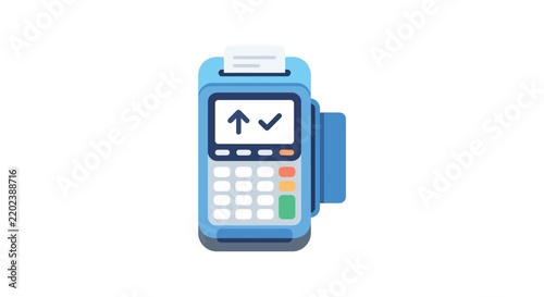 Point of sale terminal illustration with display and receipt printer on a white background