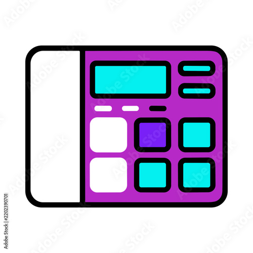Retro Purple and Cyan Landline Telephone with Buttons and Screen