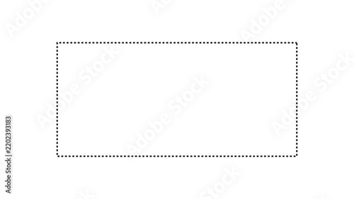 Dotted line rectangle frame animation on white background. Animation of a dotted line path from left to right point. border frame dotted line animation isolated 4k video