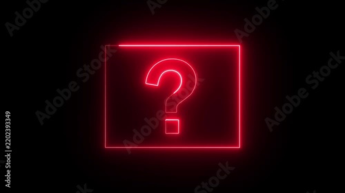 Glowing neon blue color question mark sign icon animation quiz confusion mark punctuation interrogative sign education