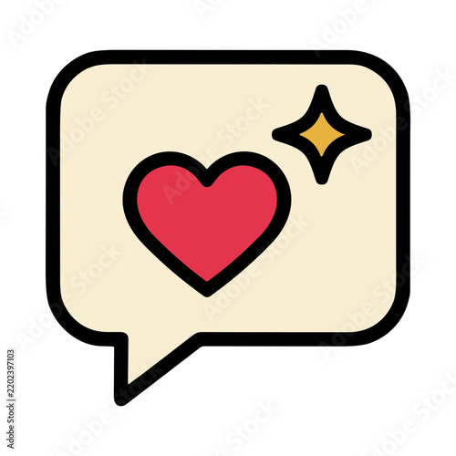 Obraz na plátně Speech bubble with a heart and sparkle icon representing love and positive feedb