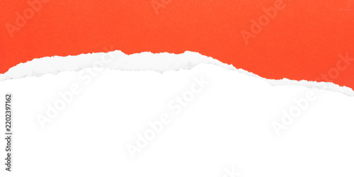 Curved orange torn paper edge on transparent background