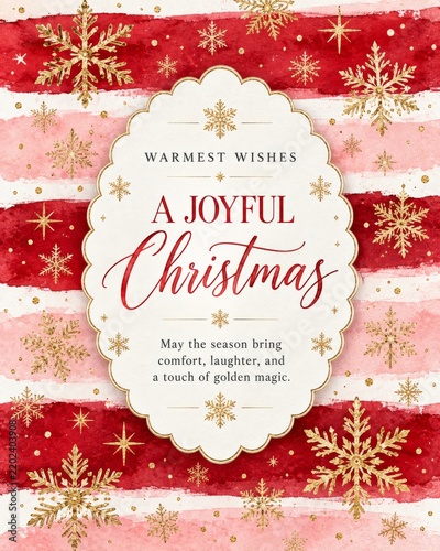 Warmest Wishes for a Joyful Christmas With Golden Snowflakes and Festive Colors