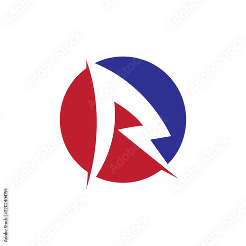 Letter R Red Lightning Vector Logo