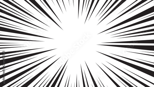 Monochrome speed lines radiating from center creating dynamic action background for manga and comics.
