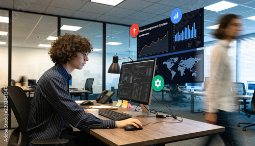 young businessman working on laptop in the office