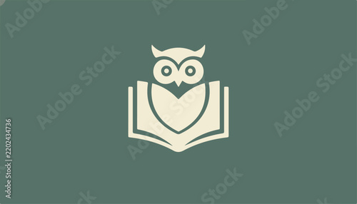 Wise Owl Reading Open Book Illustration