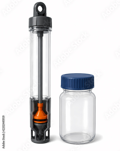 Field water sampling bailer tube illustration