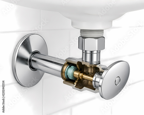 Quarter turn angle stop plumbing valve illustration