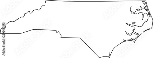 Minimal North Carolina USA State Outline Map for Clean Geographic Design