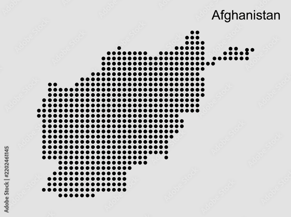 Obraz premium Afghanistan Dotted Map Illustration - Minimalist Black Polka Dot Geography Vector for Data Visualization and Infographics