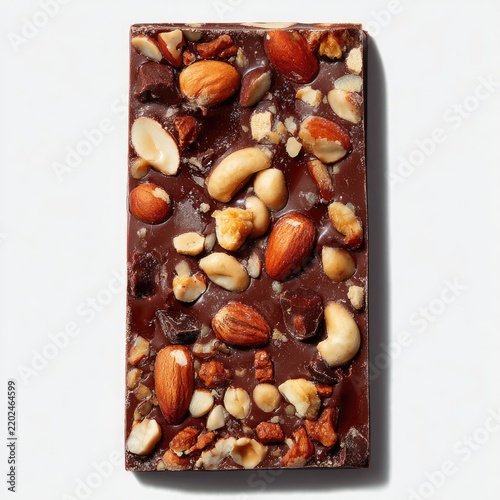 Dark chocolate bar studded with nuts