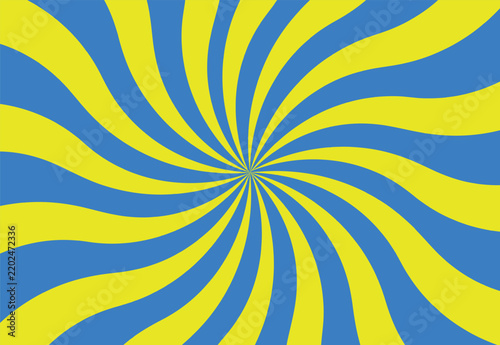 Retro Sun Rays Background with Colorful Vintage Sunburst Stripes, Grunge Texture and Spiral Pattern for Wallpaper and Graphic Design