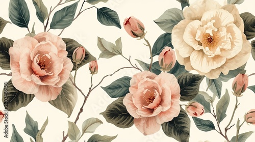 Watercolor Peony Flower Background
