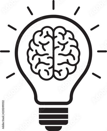 Creative Brain Light Bulb Icon Symbolizing Innovation Ideas Intelligence Thinking Inspiration And Knowledge