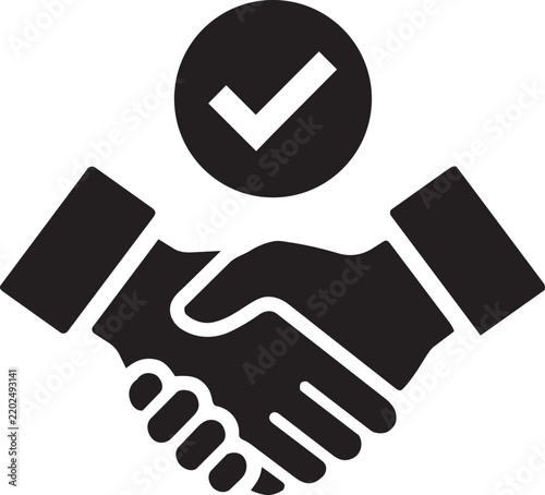 Business Handshake Agreement With Check Mark Symbolizing Partnership Trust Approval And Successful Cooperation