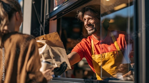 Friendly Fast Food Service at Drive Through Window