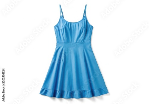 Blue sundress with ruffles isolated on transparent background for summer wear and casual events