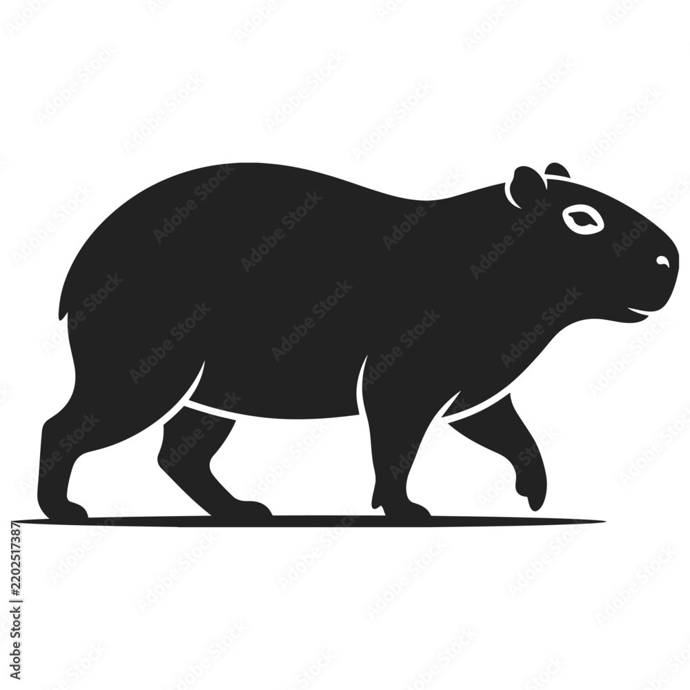 Obraz premium Black Cattle Silhouette Vector Illustration on White Background