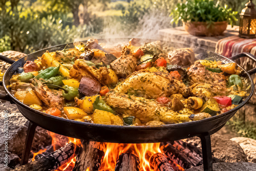 Poulet colombo antillais au feu de bois