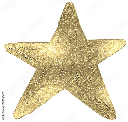 Gold Star, Acrylic Painting Texture, Decoration, Hand Drawn Object