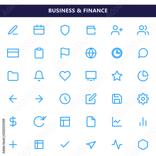 Business finance icons set flat design transparent png