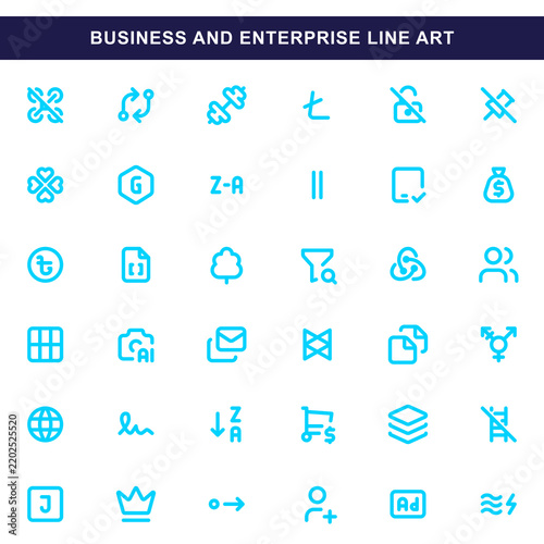 Modern business and enterprise line icons set transparent png