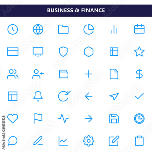 Modern business and finance flat icon set transparent png