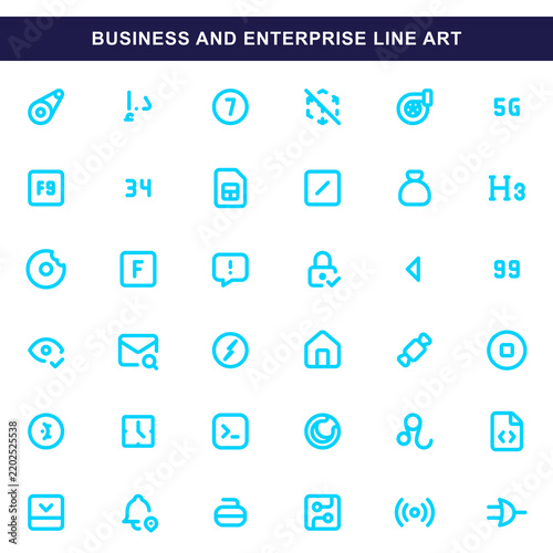 Modern business enterprise line icon set flat design transparent png