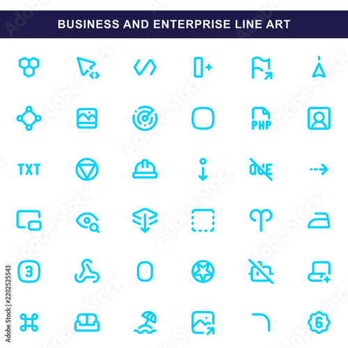 Modern business enterprise line icon set flat design transparent png