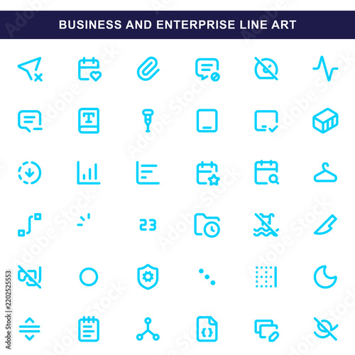 Modern business enterprise line icons set flat design transparent png