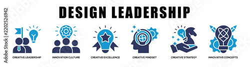 glyphcolor - Design Leadership web banner icon vector illustration concept