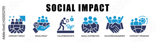 glyphcolor - Social Impact web banner icon vector illustration concept