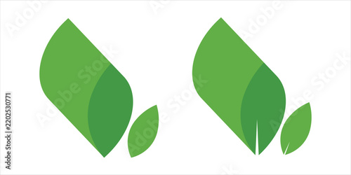 Leaf icon vector set, green leaves plant eco logo