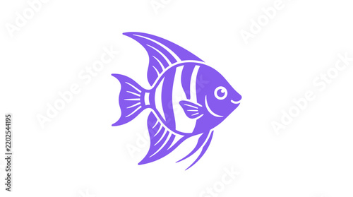 Cuadro en lienzo Purple angelfish vector icon for aquatic branding.