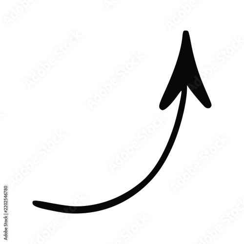 Minimalist Upward Curved Arrow Graphic Indicating Growth and Progress Vector
