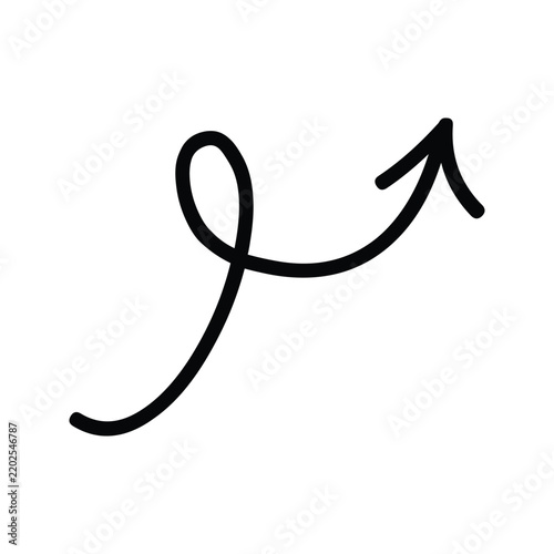 Simple Hand Drawn Arrow with Swirl Graphic for Creative Digital Presentations