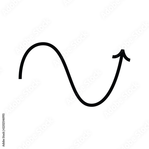Wavy arrow line indicating direction and progress as a minimalist black icon