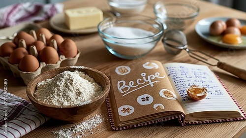 An inviting kitchen scene displaying essential baking ingredients, emphasizing the joyful process of creating delicious treats from scratch with a personal touch.